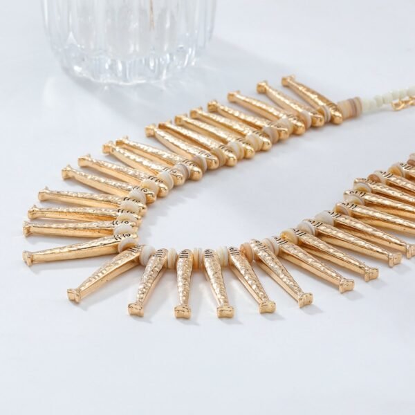Gold Color Maximelism Style Long Fish Statement Piece Elastic Band Fish Bracelet Jewelry Set - Image 6