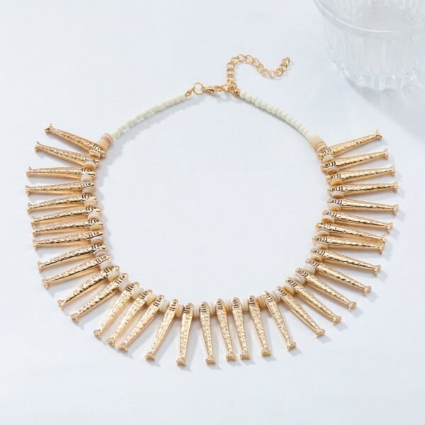 Gold Color Maximelism Style Long Fish Statement Piece Elastic Band Fish Bracelet Jewelry Set - Image 5