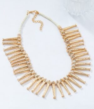 Gold Color Maximelism Style Long Fish Statement Piece Elastic Band Fish Bracelet Jewelry Set