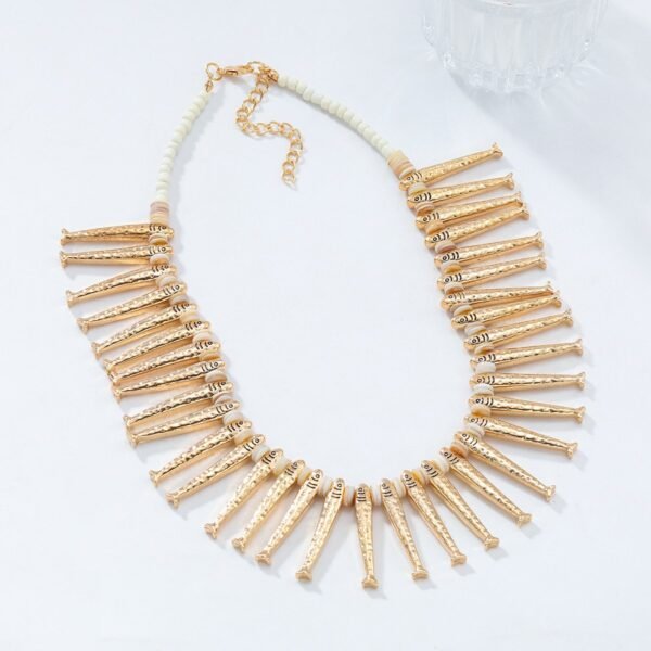 Gold Color Maximelism Style Long Fish Statement Piece Elastic Band Fish Bracelet Jewelry Set
