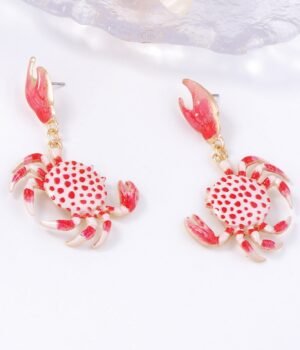 Cute Pink Color Crab Earrings Animal Dangle Earrings