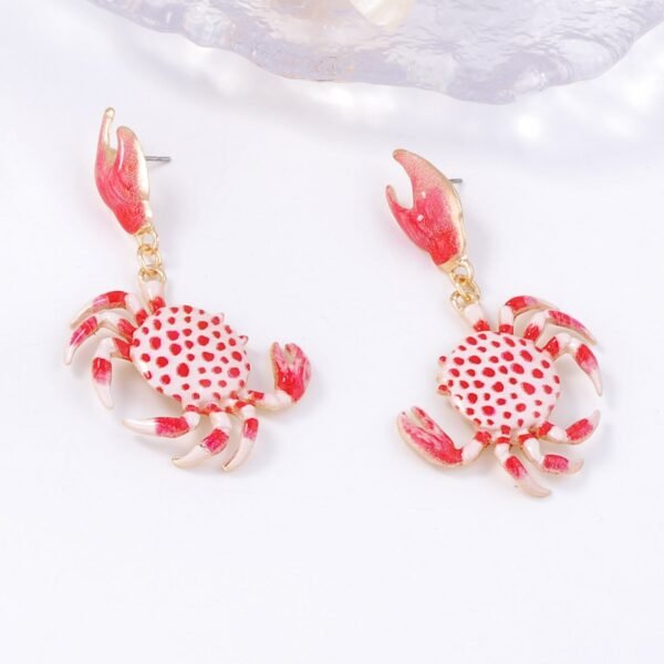 Cute Pink Color Crab Earrings Animal Dangle Earrings