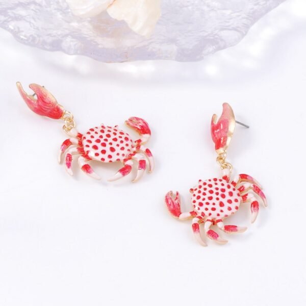 Cute Pink Color Crab Earrings Animal Dangle Earrings - Image 5