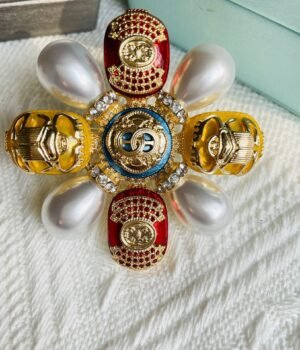 Vintage Style Colorful Enamel Imitation Pearl Flower Shape Brooch