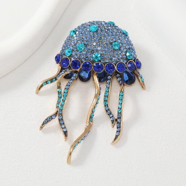 Beach Theme Summer Vibe Pendant Rooch Pin Sparkling Rhinestone Inlaid Jelly Fish Tassel Blue / Pink / Green Maximelism Brooches - Image 5