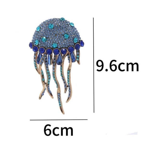 Beach Theme Summer Vibe Pendant Rooch Pin Sparkling Rhinestone Inlaid Jelly Fish Tassel Blue / Pink / Green Maximelism Brooches - Image 7