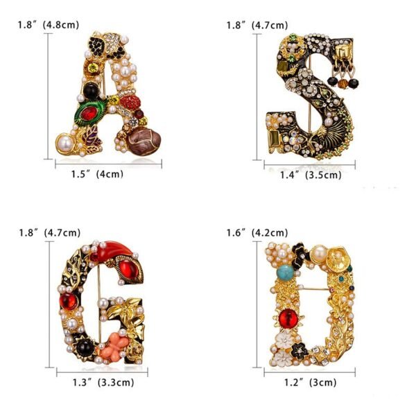 Colorful Enamel Letter Brooch Rhinestone Imitation Pearl Inlaid Initial Brooch Pin Letter A / D / G / M / R / S - Image 7