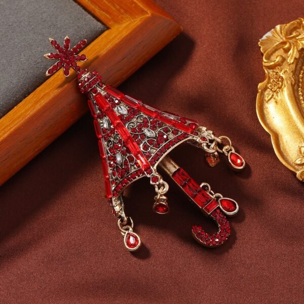 Rhinestone Inlaid Sparkling Umbrella Brooch Red / Blue / Pink - Image 5