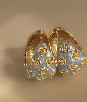 Dainty Enamel Color Flower Earrings Blue / White