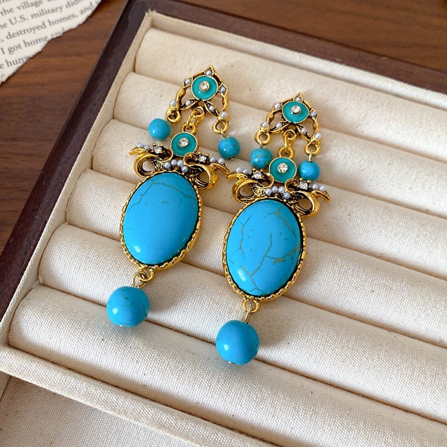 Turquoise Stone Dangle Earrings