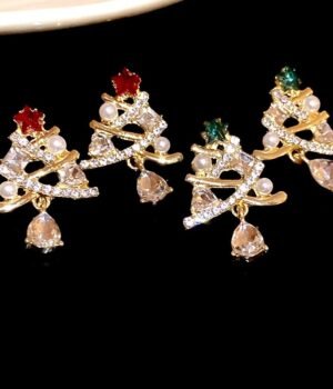 Christmas Tree Dangle Earrings Red / Green