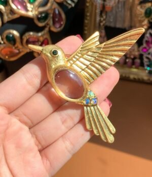 Crystal Clear Animal Flying Bird Jelly Belly Brooch