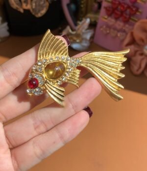 Animal Brooch Cute Gold Fish Jelly Belly Rhinestone Inlaid Brooch