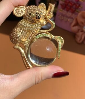 Clear Jelly Belly Brooch Rhinestone Inlaid Vintage Gold Color Koala Cute Animal