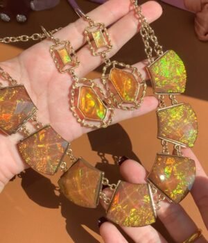 Colorful Orange Green Lightweight Necklace Dangle Earrings Jewelry Set