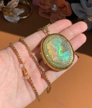 Vintage Style Cameo Style Colorful Locket Pendant Necklace Long Chain