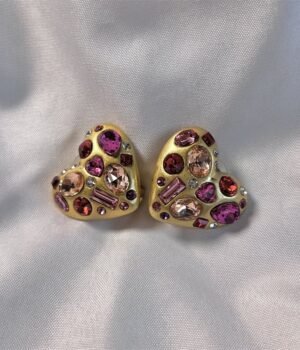 Vintage Design Heart Shape Stud Earrings Copper S925 Post