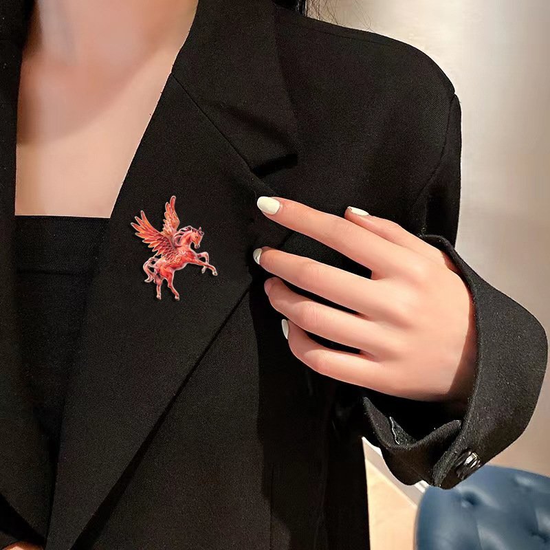 Colorful Enamel Color Pegasus Brooch Flying Horse Brooches Animal Pin for Coat - Image 5