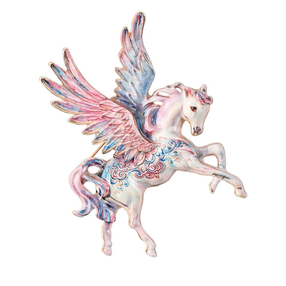 Colorful Enamel Color Pegasus Brooch Flying Horse Brooches Animal Pin for Coat - Image 2