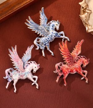 Colorful Enamel Color Pegasus Brooch Flying Horse Brooches Animal Pin for Coat