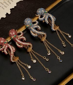 18k Gold Plated Vintage Style Octopus Tassel Earrings