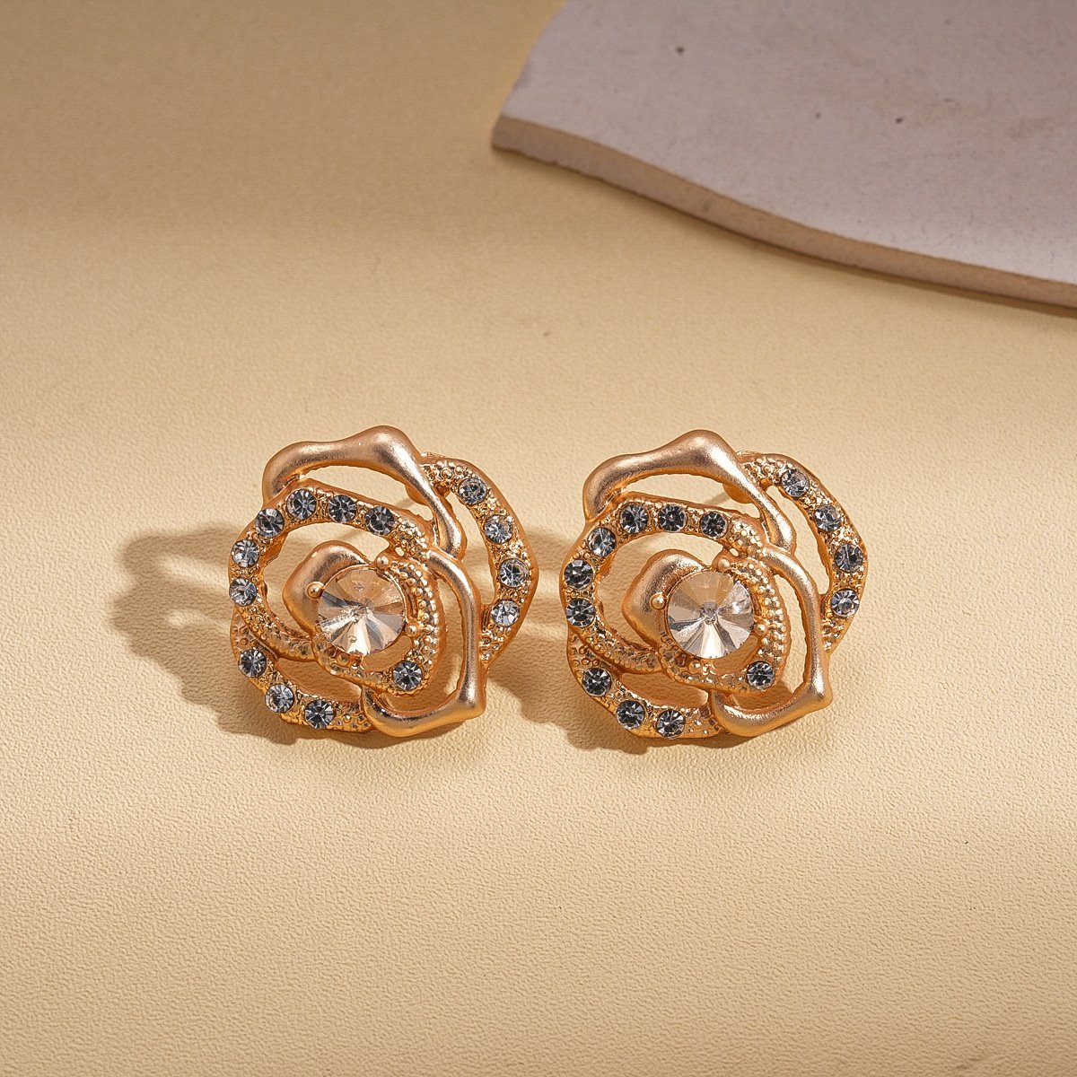 Mattention Gold Color Hollow Rose Flower Stud Earrings Necklace Bracelet Set - Image 5